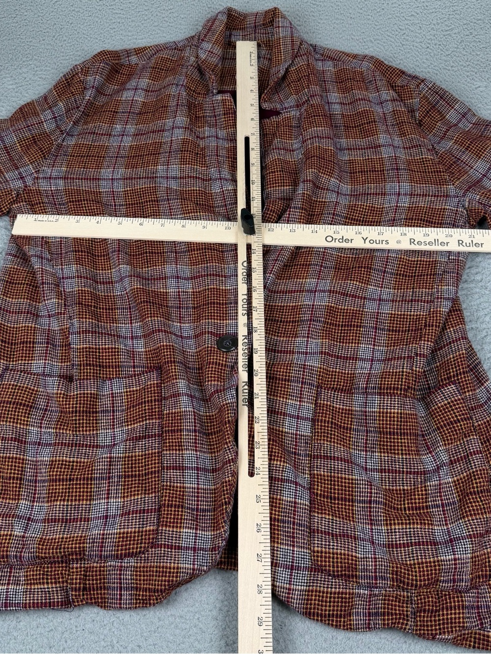 Free People Simply Plaid Blazer Womens S Front Button Slouchy Preppy Linen Blend - Picture 8 of 10